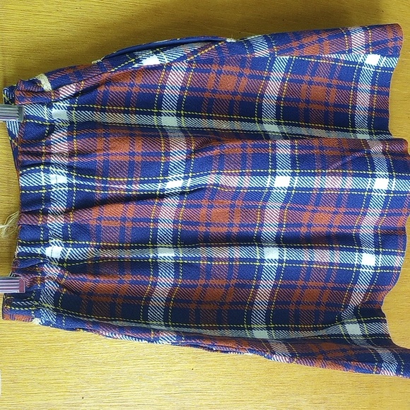 Vintage Plaid Skirt. Size 7, Red Blue Yellow White. Pockets, Tan Rope Trim - Picture 2 of 5